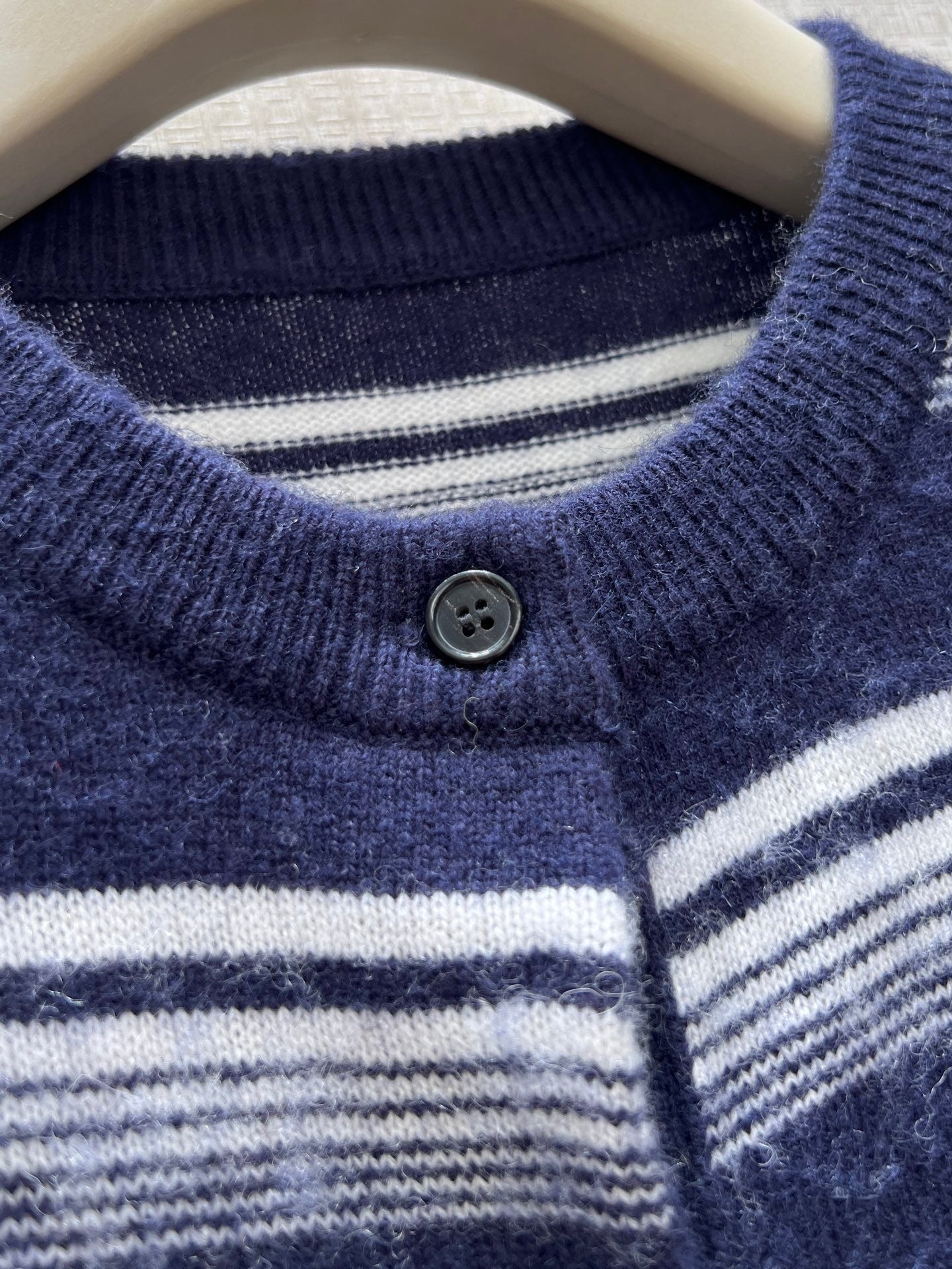 Miumiu 2026 Cardigan Navy Blue mix White Wool 425512