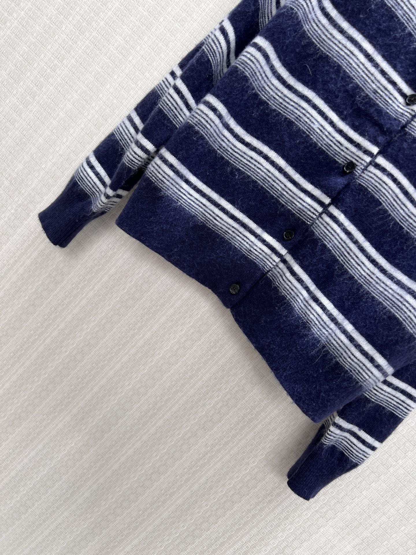 Miumiu 2026 Cardigan Navy Blue mix White Wool 425512