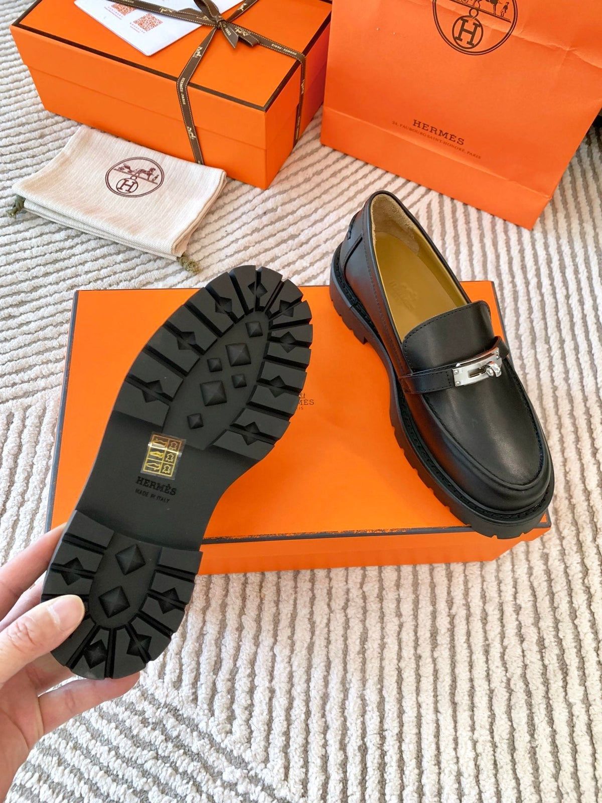 HM Icone Loafer Black Nappa Goat Leather 963174