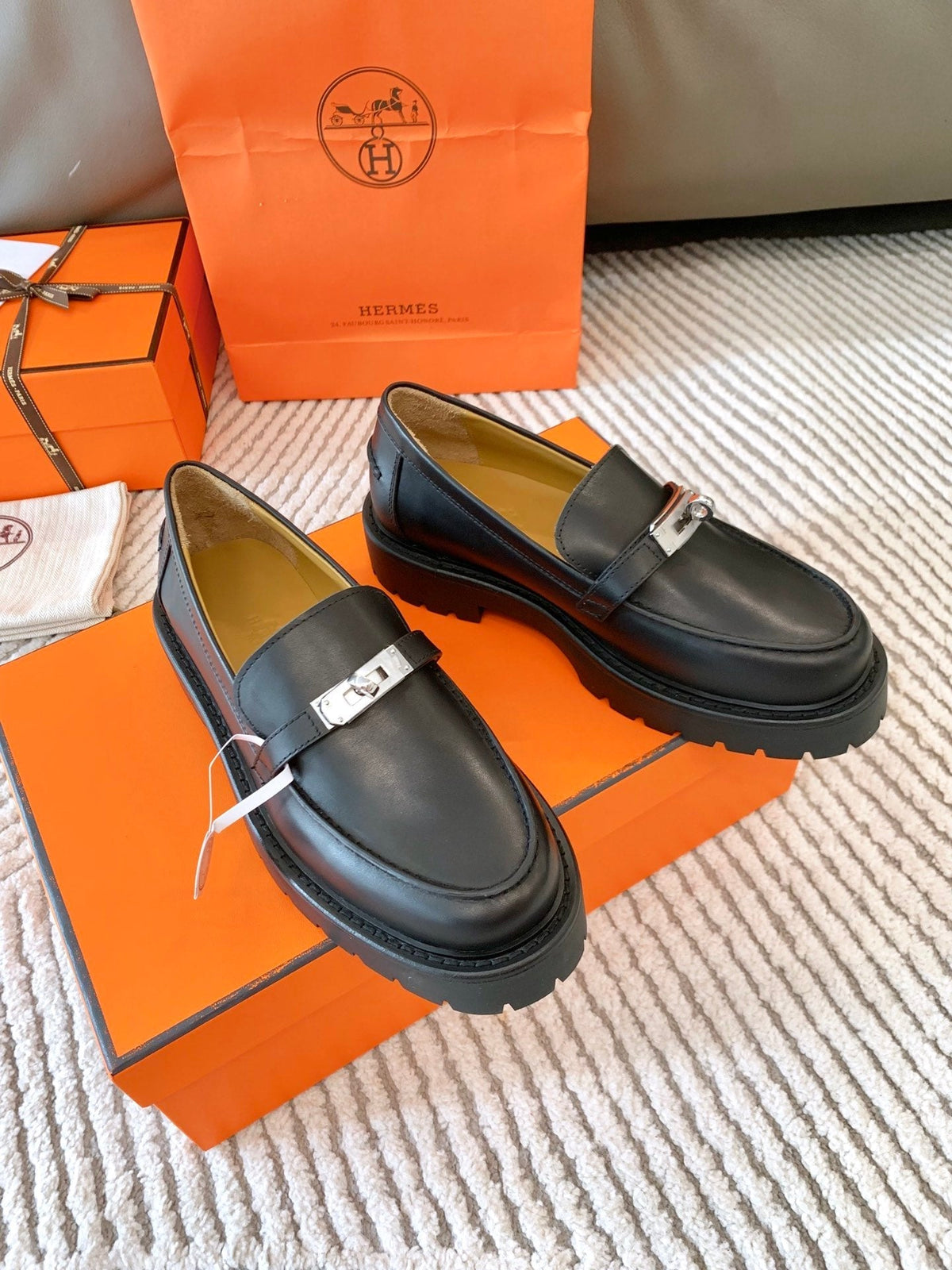 HM Icone Loafer Black Nappa Goat Leather 963174