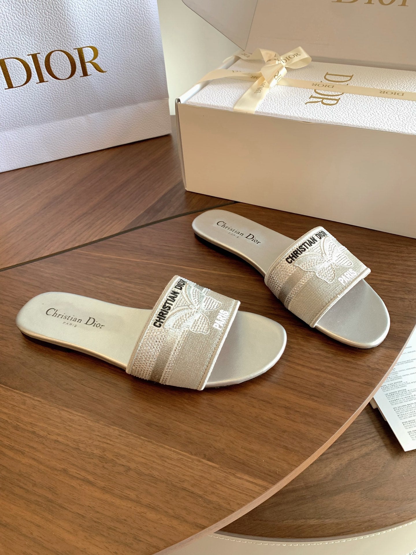 Dior 2026 Butterfly Embroidered Slipper Canvas 878189
