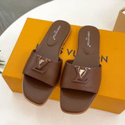 lv capri flat mule chocolate calfskin