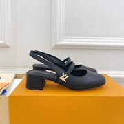 LV Romy Slingback Pump 35mm Black Plain Lambskin