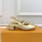 LV Romy Slingback Pump 35mm Metallic Gold Lambskin
