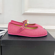 CC Ballet Flats 10mm Dark Pink Wool Tweed And Fabric 948828