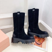 Miu Short Boots Black Sude