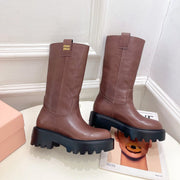 Miu Short Boots Dark Pink Brown Calfskin