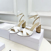 CD Icon Heeled Sandal 80mm White Calfskin
