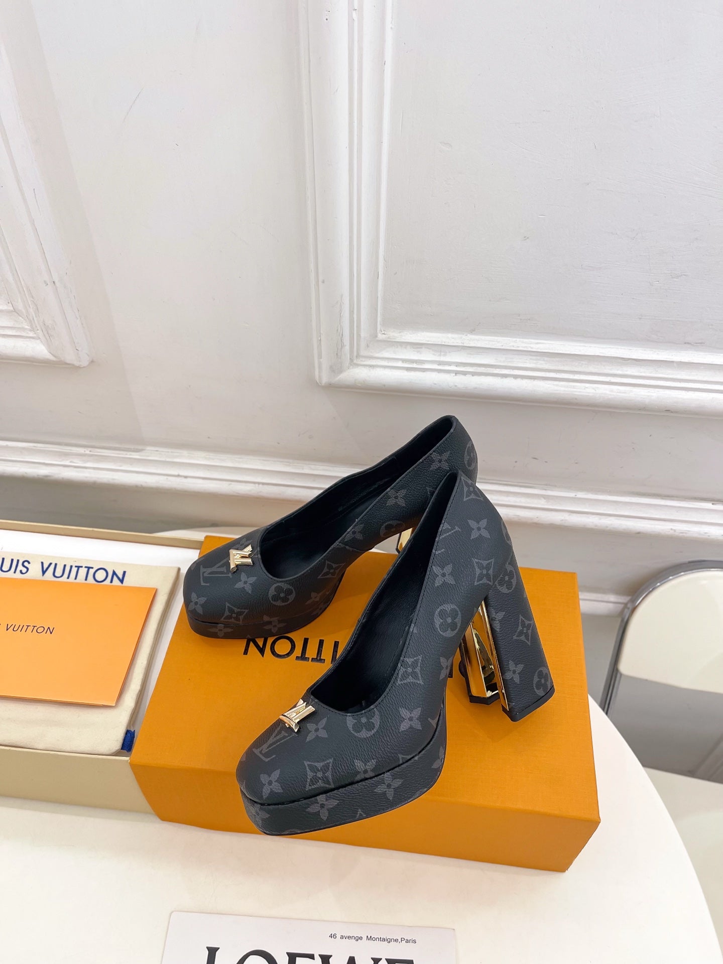 LV 26ss Pump 110 Black Monogram Leather 631919