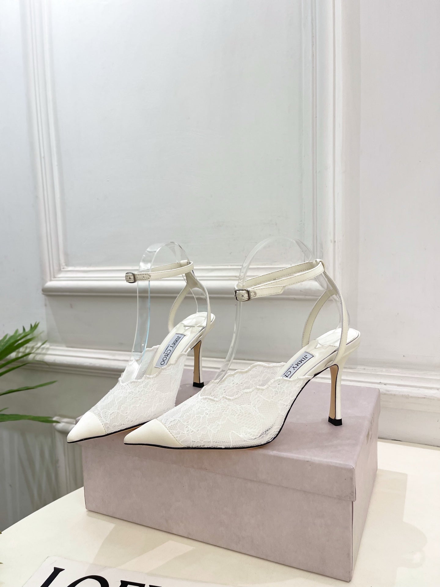 Jimmy Choo 2026 Faiz 90mm Pump White Lace Leather