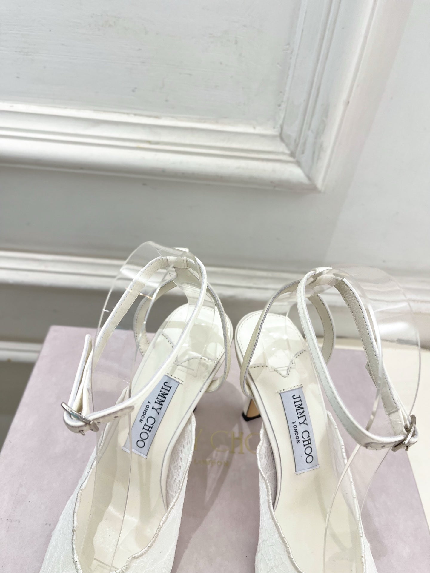 Jimmy Choo 2026 Faiz 90mm Pump White Lace Leather
