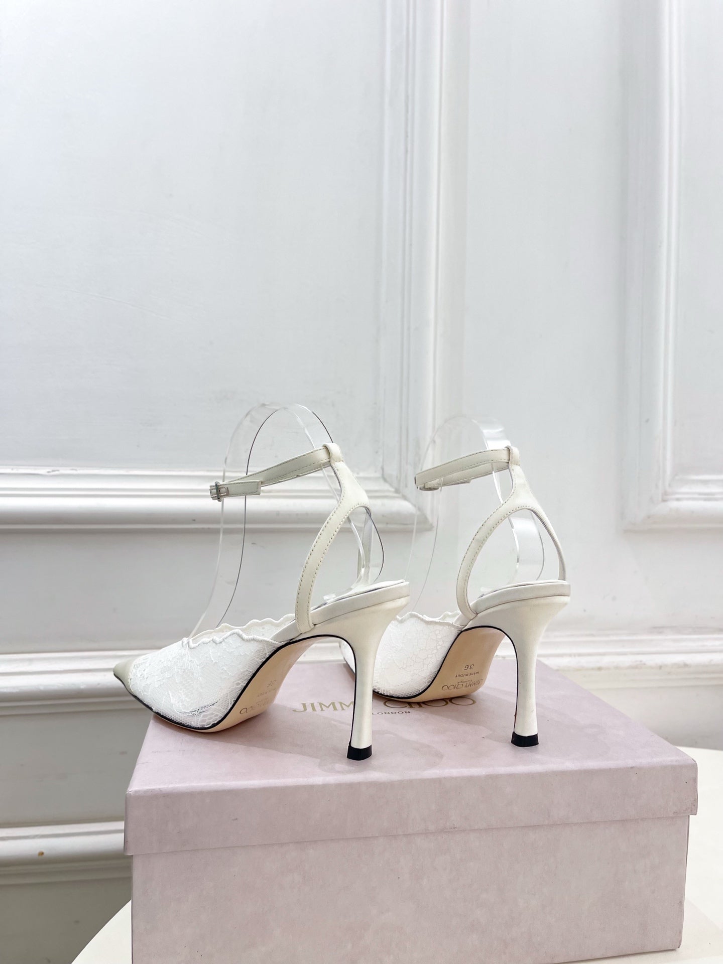 Jimmy Choo 2026 Faiz 90mm Pump White Lace Leather