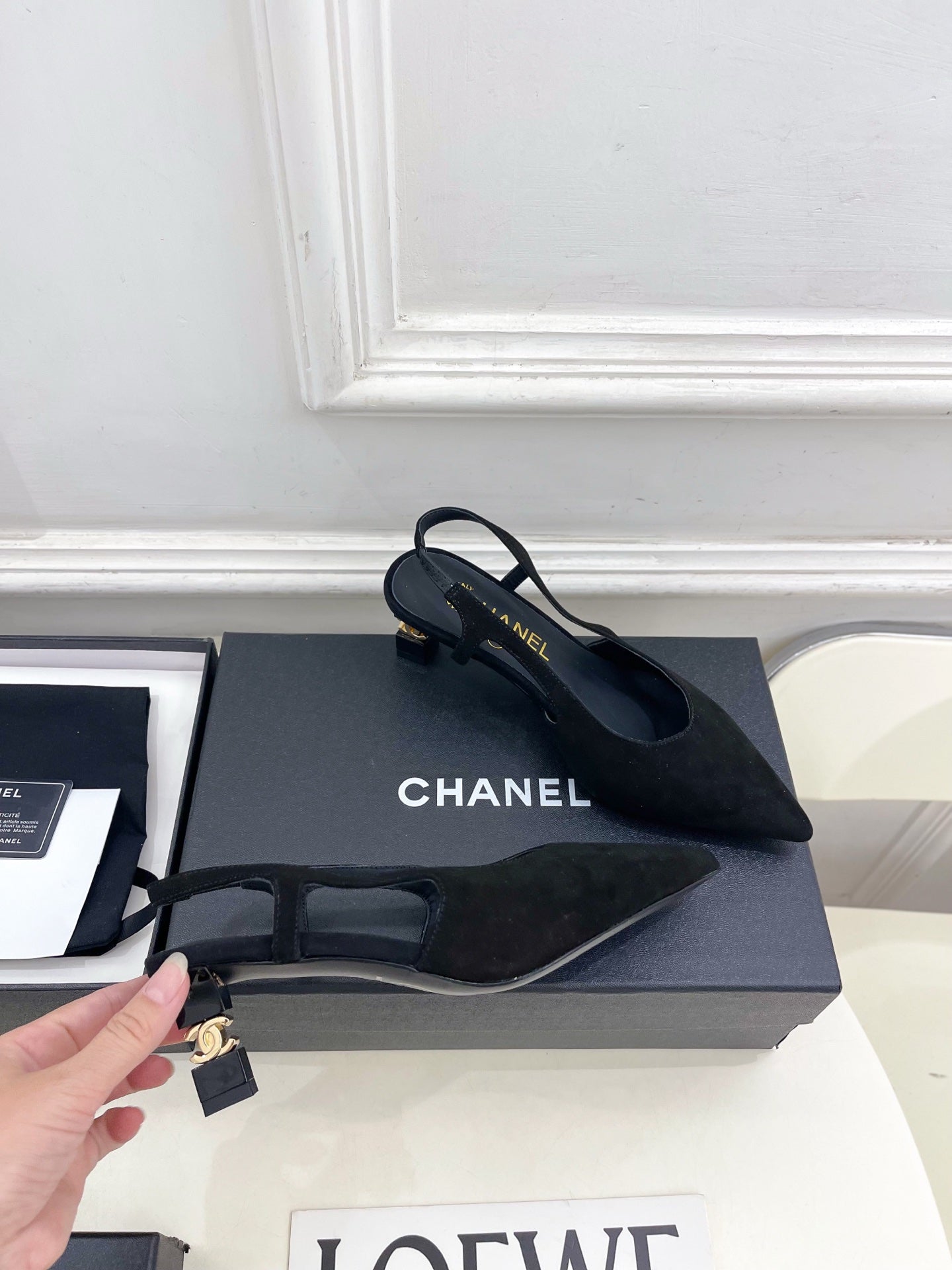 Chanel 2026 Slingback 55mm Black Suede Sheepskin
