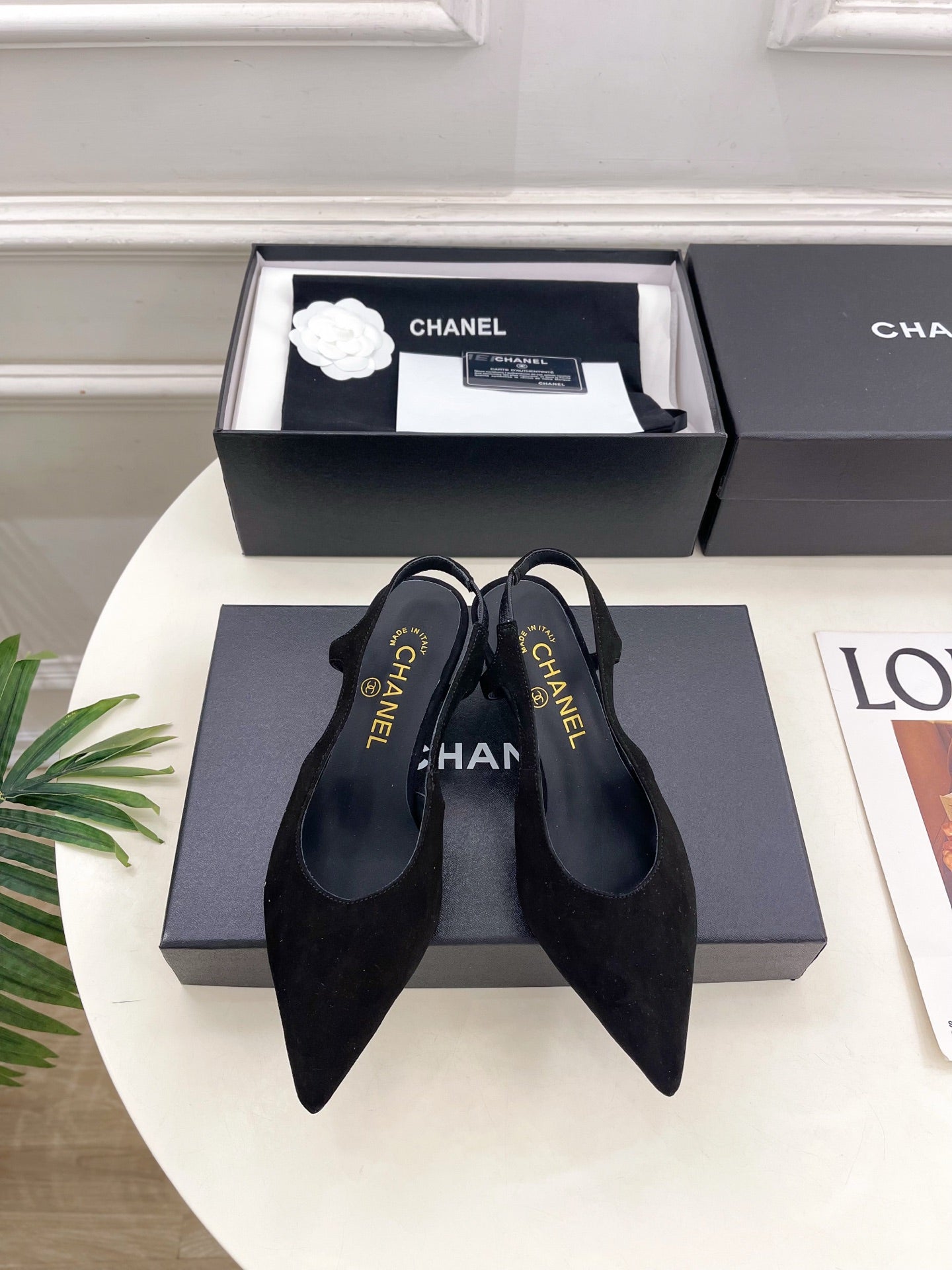 Chanel 2026 Slingback 55mm Black Suede Sheepskin