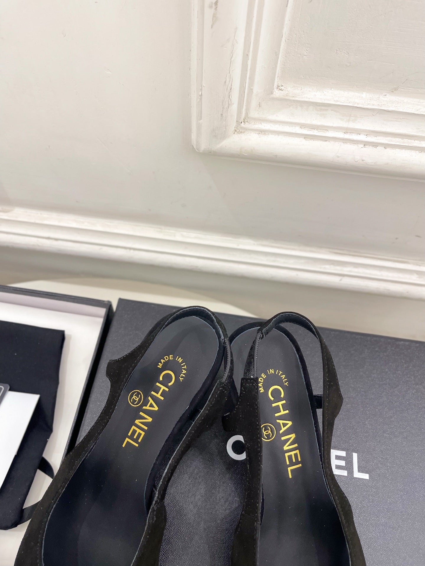 Chanel 2026 Slingback 55mm Black Suede Sheepskin