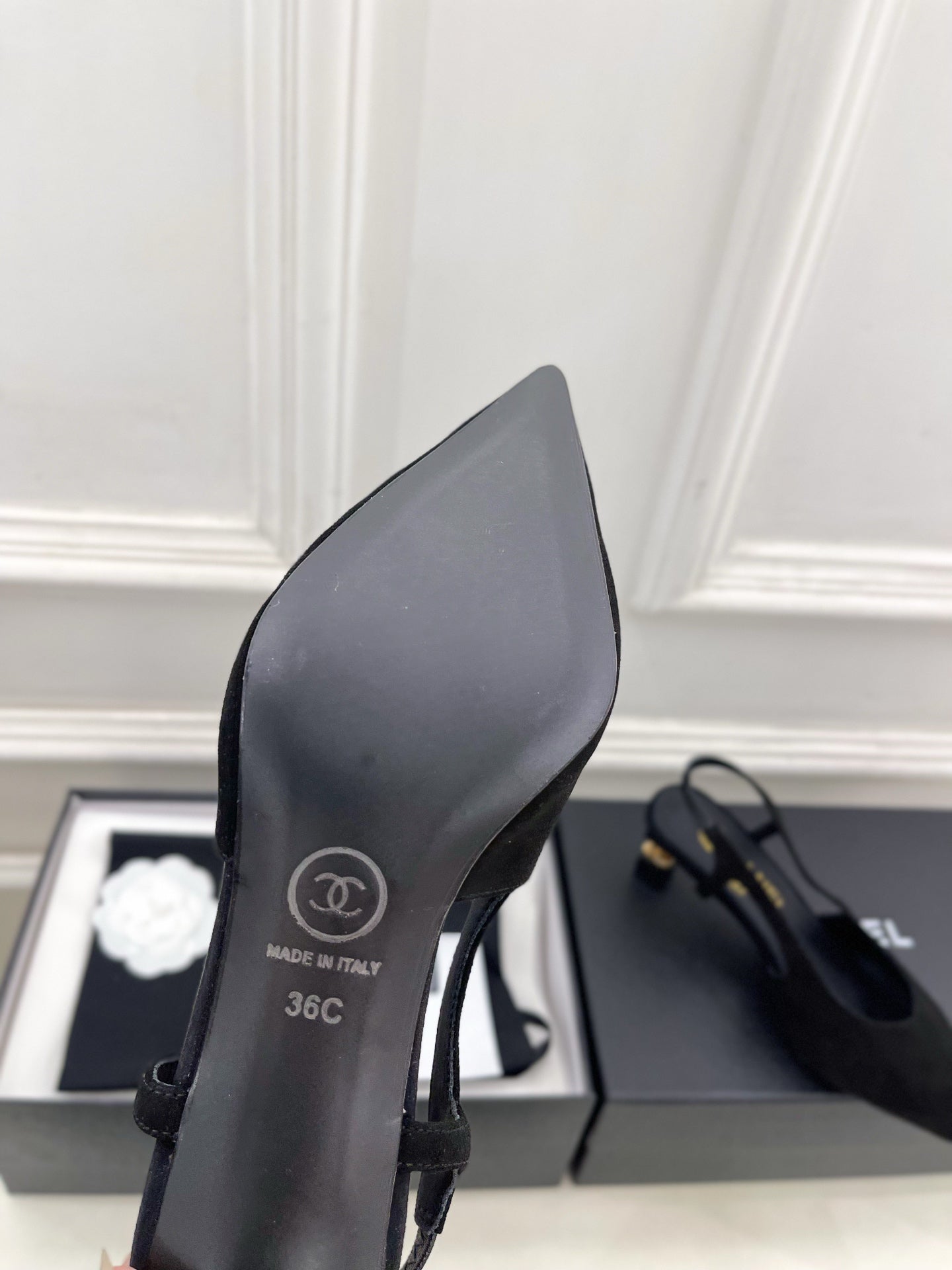Chanel 2026 Slingback 55mm Black Suede Sheepskin
