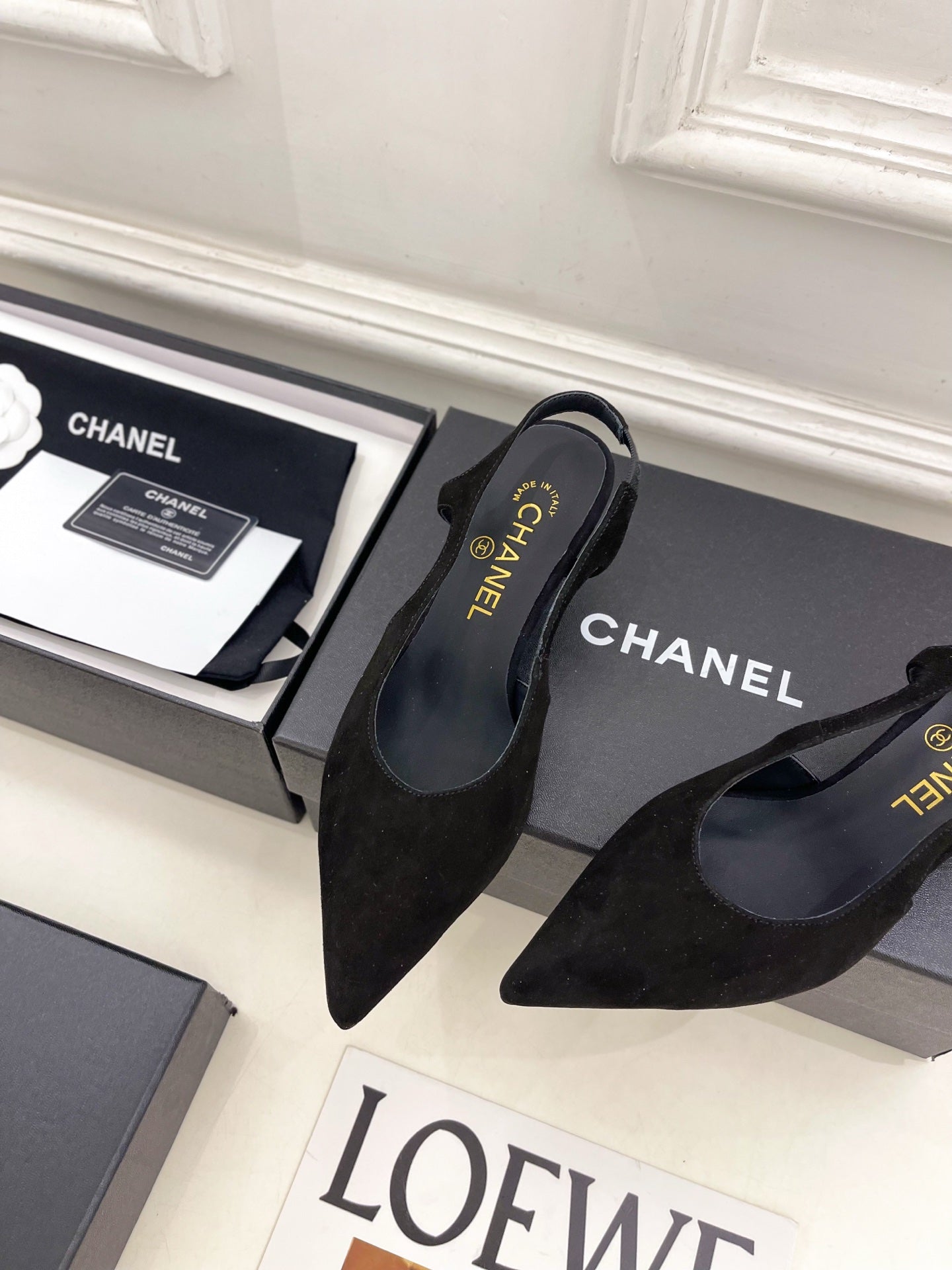 Chanel 2026 Slingback 55mm Black Suede Sheepskin