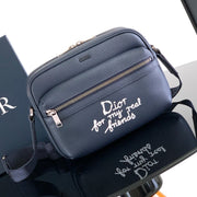 Dior Rider 2.0 Zippered Messenger Bag Navy Blue Cowhide 336245