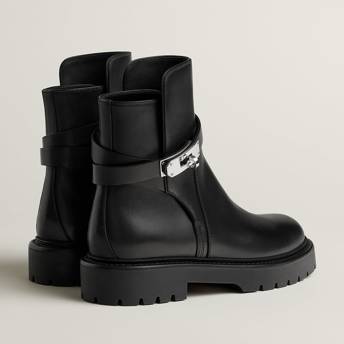 Hermes 2026 Jeff Ankle Boots Black Leather