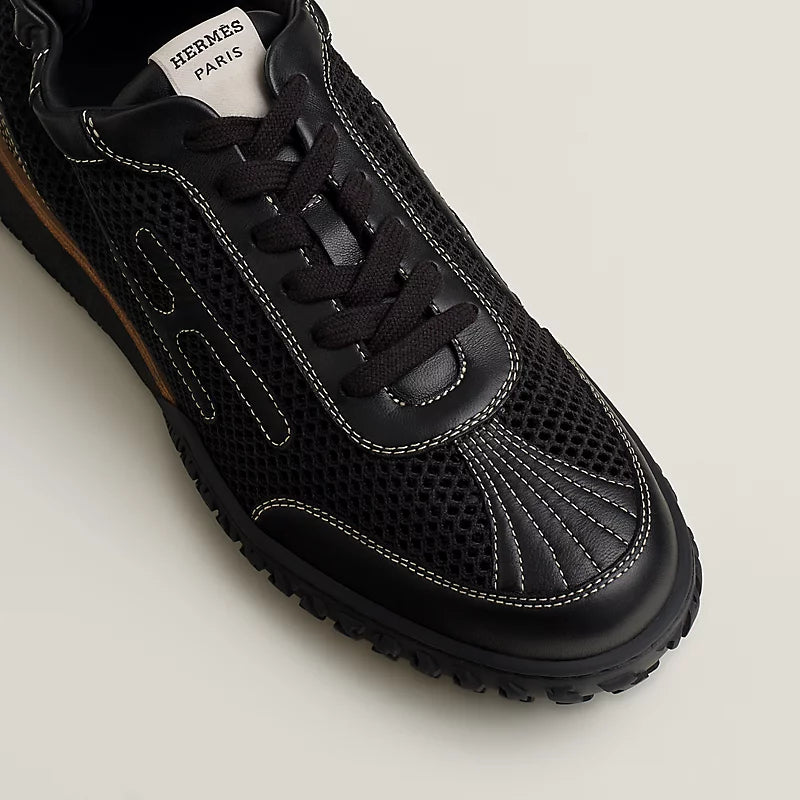 Hermes 2026 Jet Sneaker Black Fabric with Nappa Leather