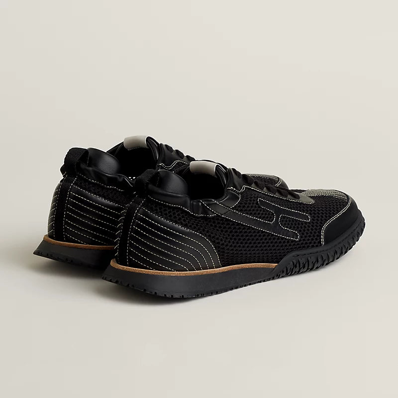 Hermes 2026 Jet Sneaker Black Fabric with Nappa Leather