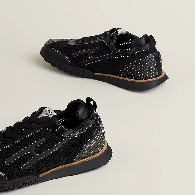 Hermes 2026 Jet Sneaker Black Fabric with Nappa Leather