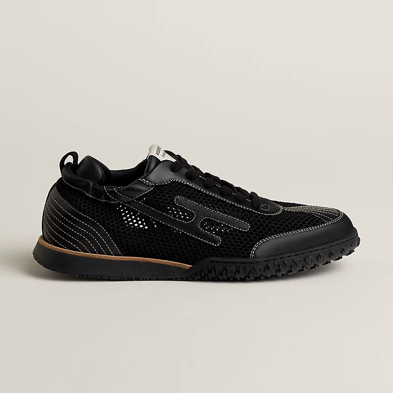Hermes 2026 Jet Sneaker Black Fabric with Nappa Leather