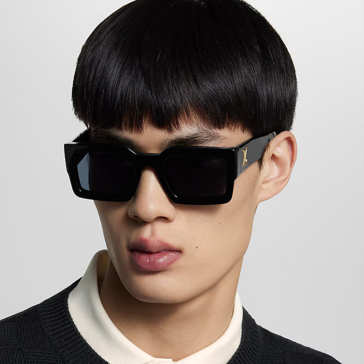 RECTANGLE SUNGLASSES 575846 IN BLACK ACETATE