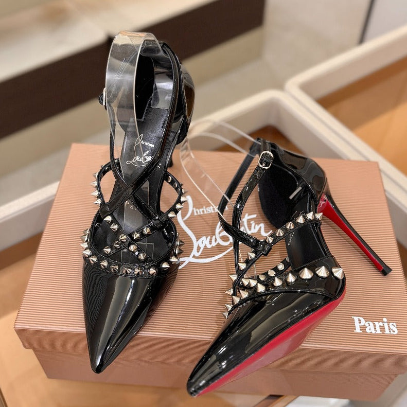 Christian Louboutin Tatooshka Spikes Pump 105mm Patent Leather 424455