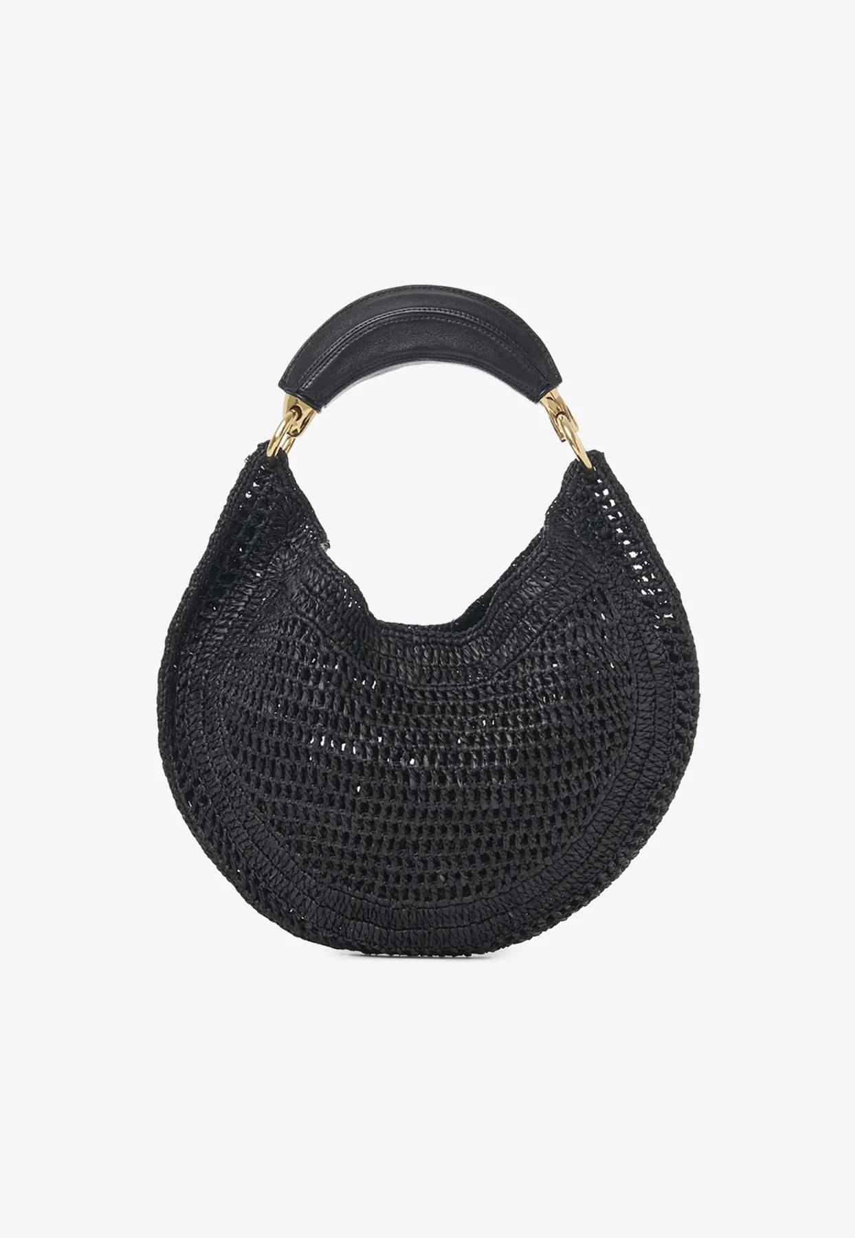Chloe Summer Banana Shoulder Bag 36cm Black Raffia Leather
