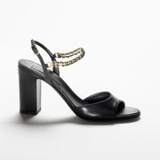 sandals black lambskin grosgrain
