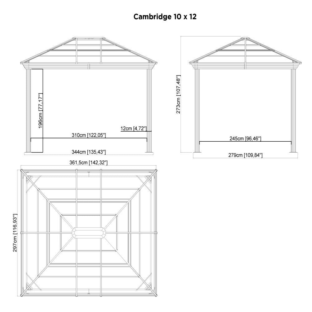 Sojag Cambridge Hardtop Gazebo With Mesh