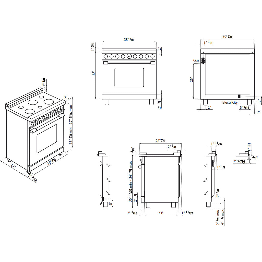 Superiore RN362GPS_S_ NEXT 36" Panorama Gas Range with 4 Burners, Griddle, and Oven