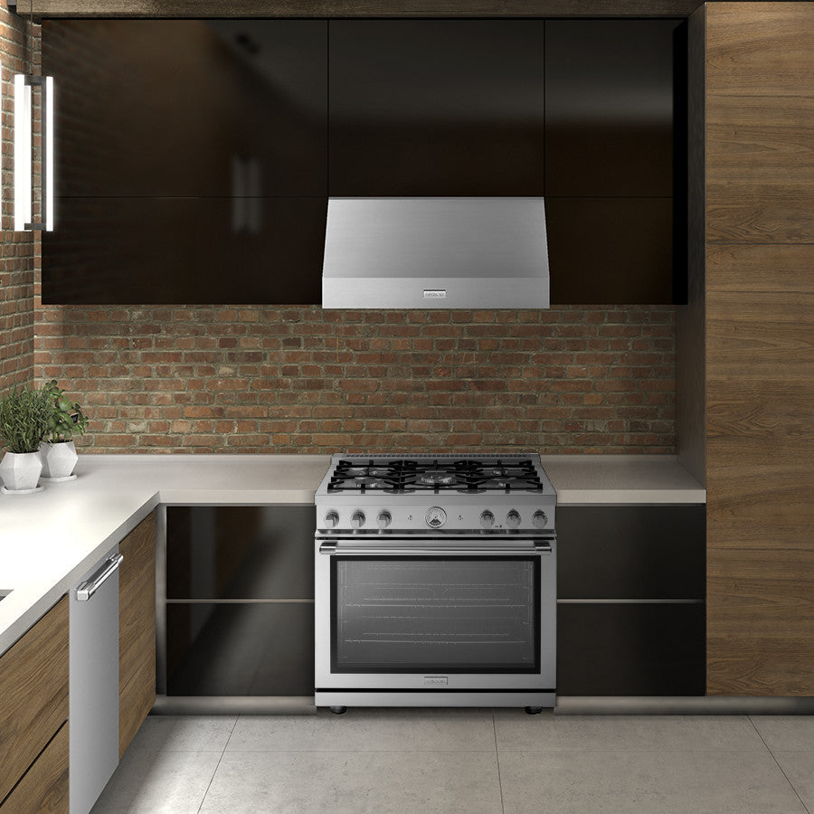 Superiore RL361GPS_S_  LA CUCINA 36” Panorama Stainless Steel Gas Range with 5 Burners and Convection Oven