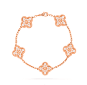 CLOVER 5 MOTIFS PINK GOLD DIAMOND BRACELET