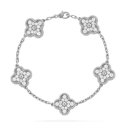 CLOVER 5 MOTIFS SILVER DIAMOND BRACELET