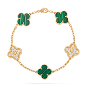 CLOVER MALACHITE DIAMOND BRACELET 5 MOTIF