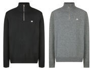 CELINE Embroidered Zipper Polo Sweater Wool Cotton