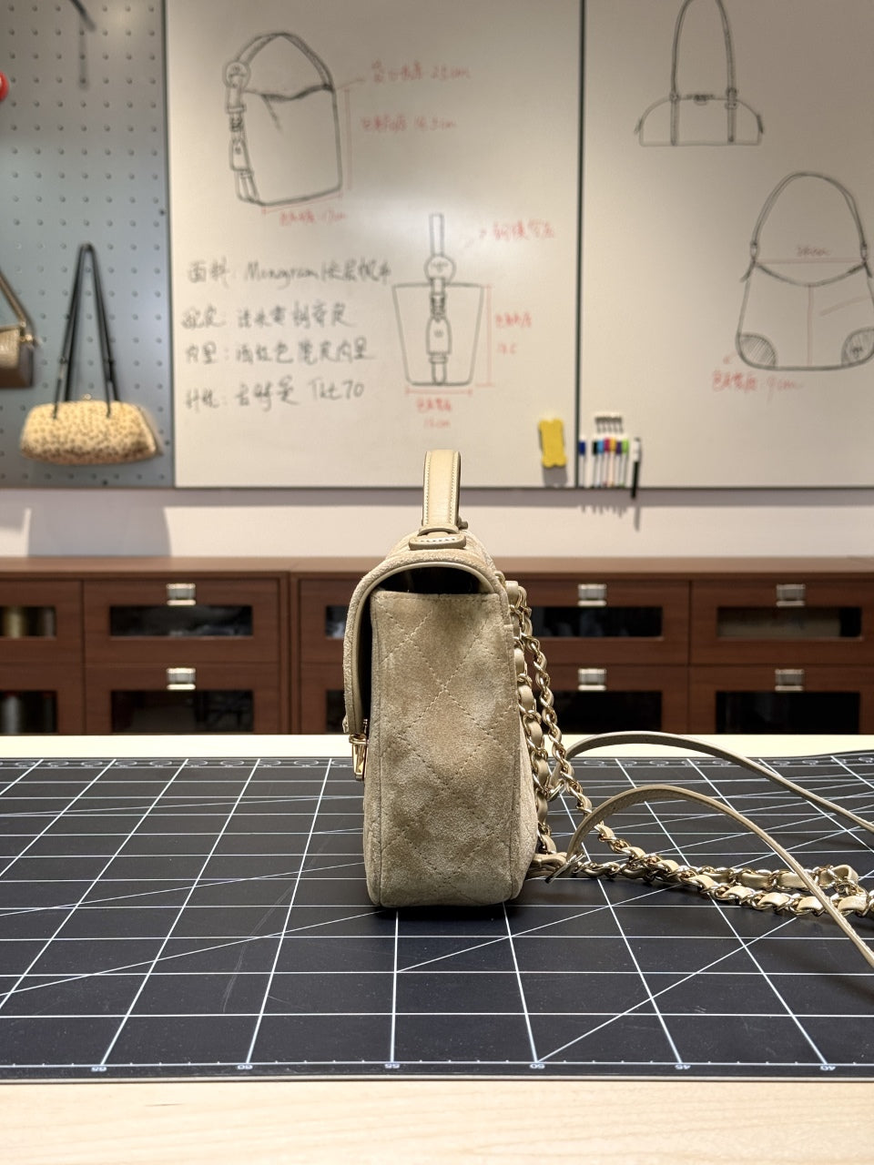 Chanel 2026 Quilted Backpack 26cm Beige Suede