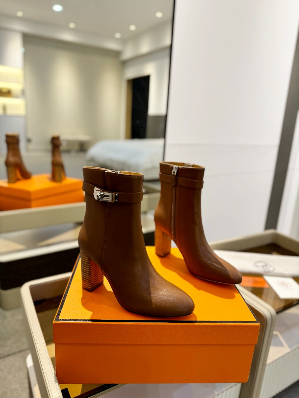 HM Saint Germain Ankle Boot 85mm Brown Cowhide 961645
