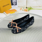 LV Nina Doll Shoes Black Monogram Denim Printed Fabric