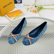 LV Nina Doll Shoes Light Blue Monogram Denim Printed Fabric