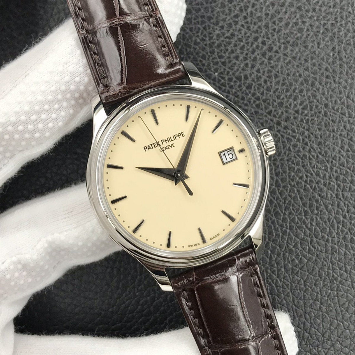 PATEK CALATRAVA STEEL CASE CREAM DIAL