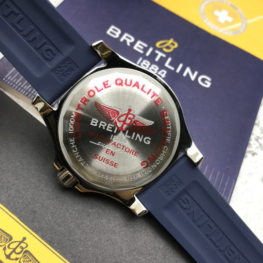 SUPER OCEAN 42 BLUE BEZEL WHITE DIAL RUBBER STRAP